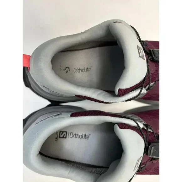 Salomon Women's X Raise GoreTex Hiking Outdoor Shoes Waterproof Burgundy Sz 9.5 - Picture 7 of 9